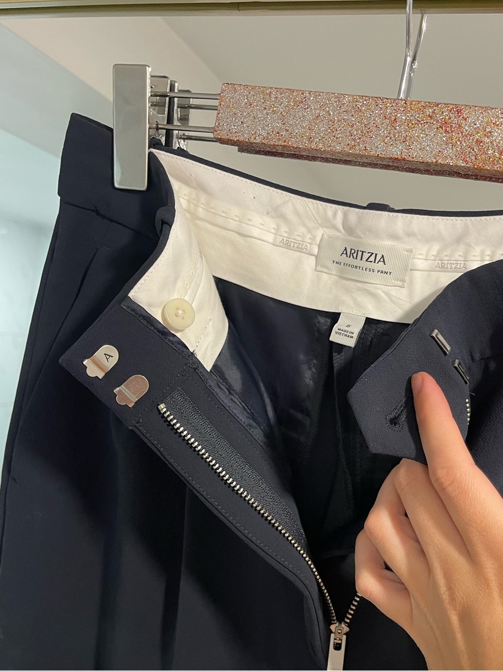 Aritzia The Effortless Pant Cropped - Crepette navy blue admiral size 6 wide leg - Picture 8 of 8